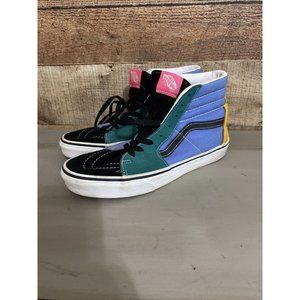 VANS SK8-HI Mens Suede Canvas Color Block Pink Blue Green Skate Shoes Size 9.5